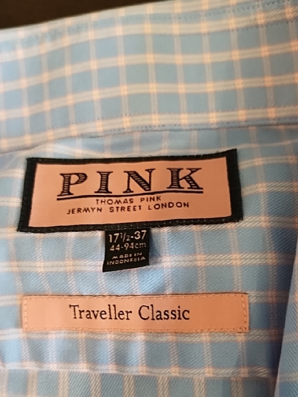 Thomas Pink Blue and White Check Dress Shirt
